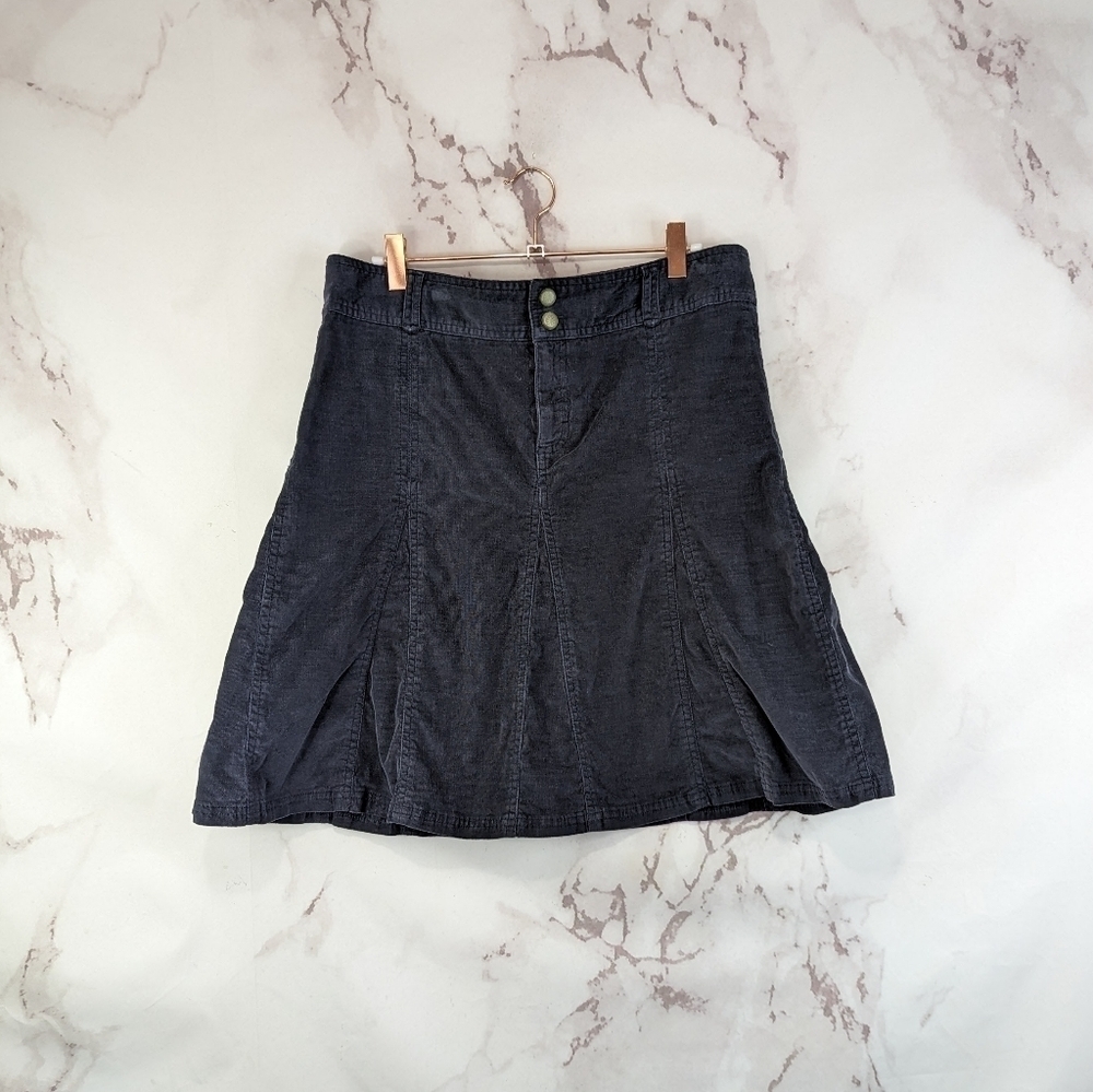 Athleta Skirt Women 8 Medium Gray Washed Velvet Above Knee Stretch Flare